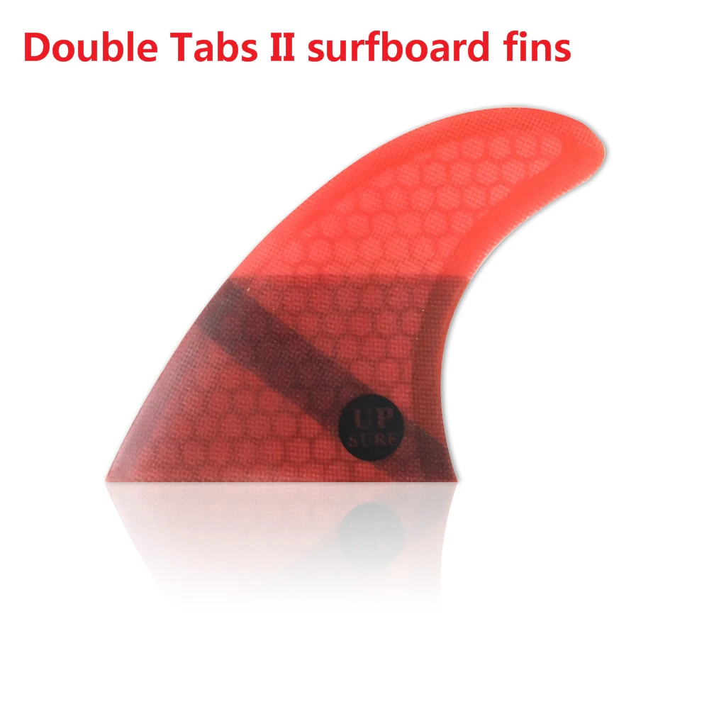 UPSURF Double Tabs 2 Fin Red Color M+GL 4pcs per set Surfboard Fiberglass with Honeycomb Surf Fins