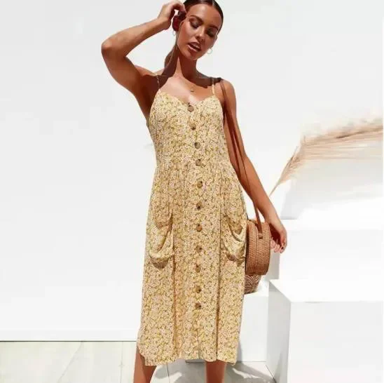 Женское платье на пуговицах черно-белое однотонное Привлекательное бретелях