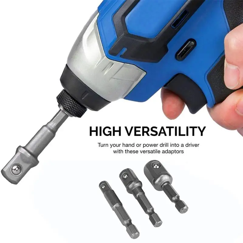 3 Pieces/set Socket Adapters Electric Pneumatic Impact Wrench Converter Extensions Rotating Tool Woodworking Supplies Drill Bit |