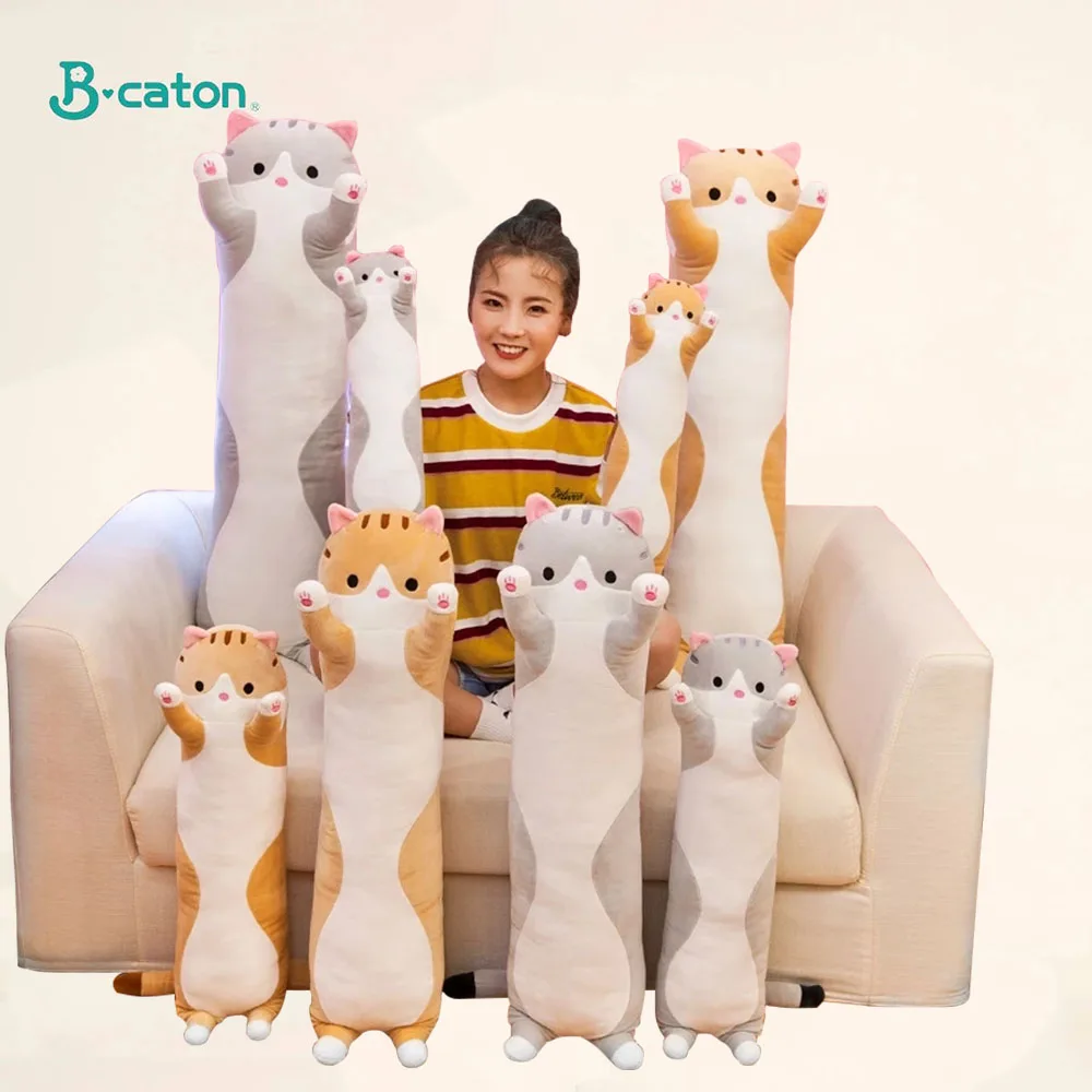 Cute Soft Long Cat Pillow Plush Toys Stuffed Office Sleeping Pillow Christmas Birthday Gifts for Kids Girl Size 50/70/90/110cm