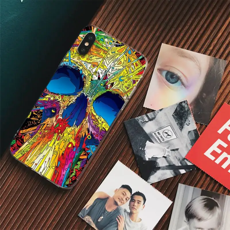 Colourful Psychedelic Phone Case For iPhone 13 14 Pro Max XS XR 12 11 Pro 13 Mini 6 7 8 Plus Clear Back Cover Capa