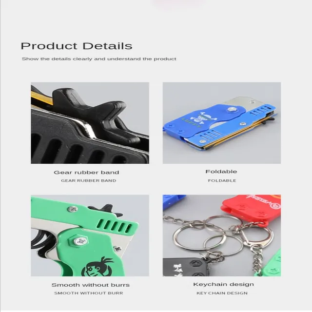 1PCS Keychain  Elastic Leather Rubber Band Shooting Pistol Kid Outdoor Party Folding  Gifts Boyfriend Fidget Toys 5