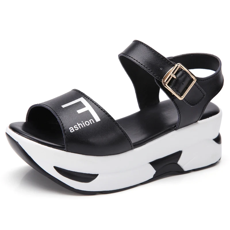 

Summer PU Leather Women Platform Open Toe Gladiator Sandals Outdoor Height Increasing Beach Shoes