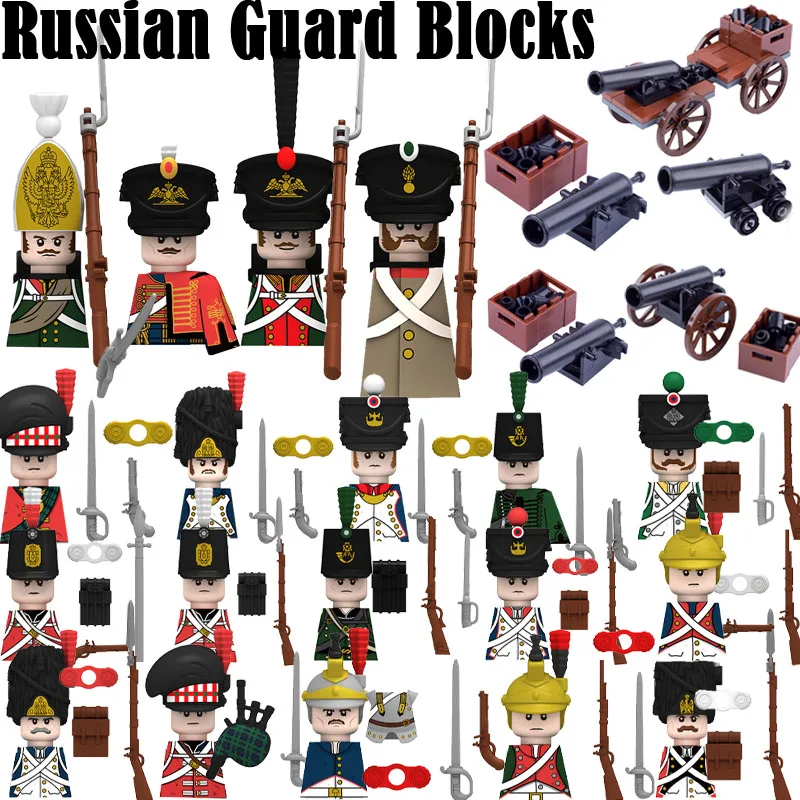 

Military Russia Soldier Figures Building Blocks WW2 Army Medieval Napoleonic Wars Gun Sword Cannon Weapons MOC Bricks Toys Gifts
