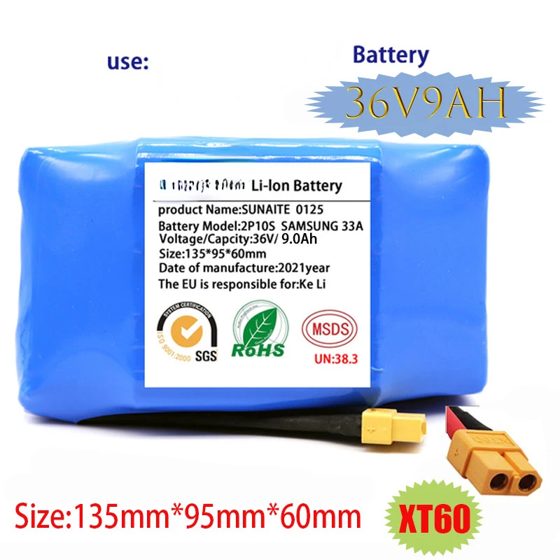 

Genuine Electric Self Balancing Scooter Hover Board Unicycle for 36V Battery 9000mAh 9.0Ah Rechargeable Lithium Ion Battery Pack