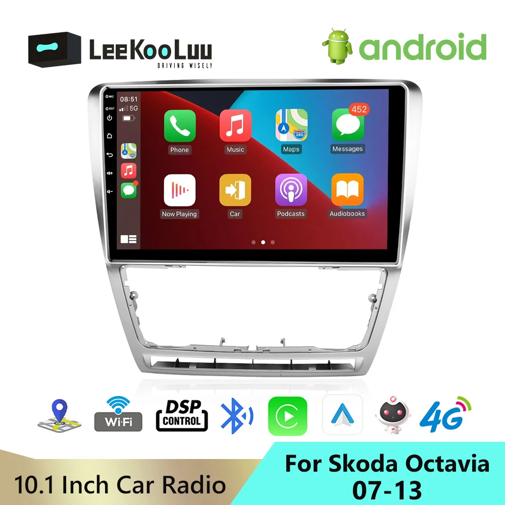 Автомагнитола LeeKooLuu 2DIN Android GPS-навигация мультимедийный плеер для SKODA Octavia 2 A5 2007-2014