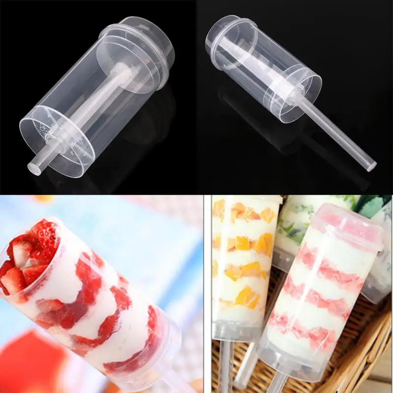 

10pcs Pushable Cake Holders Diy Push Cake Mold Cylinder Shaped Cake Pusher Push Pop Container With Lid Baking Tool Cake Supplies