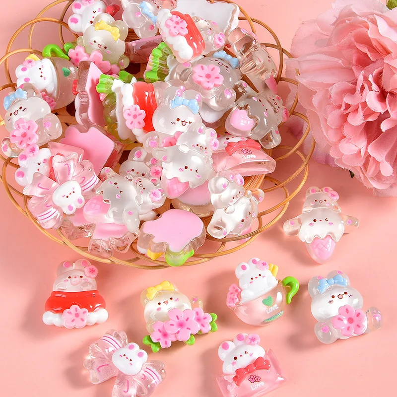 

5 шт., фигурка из смолы с вишневым цветком и плоской спинкой, украшение для волос, заколка для волос, изготовление ювелирных изделий, аксессуары для волос, кавайный декор