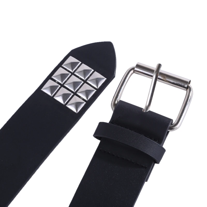 Ремень с квадратными бусинами и заклепками для мужчин женщин люксовый