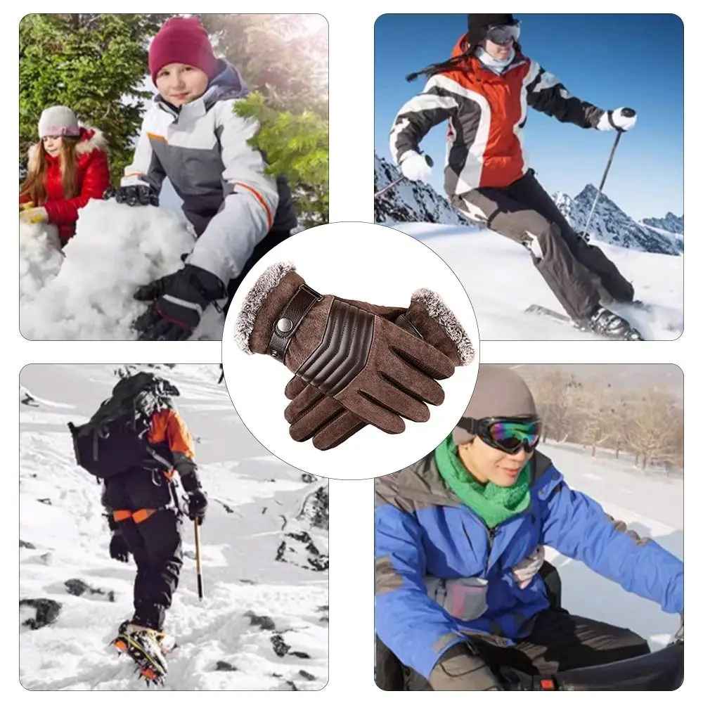 

Велосипедные перчатки для спорта на открытом воздухе, модные теплые плотные перчатки для сенсорных экранов, Нескользящие бархатные лыжные перчатки