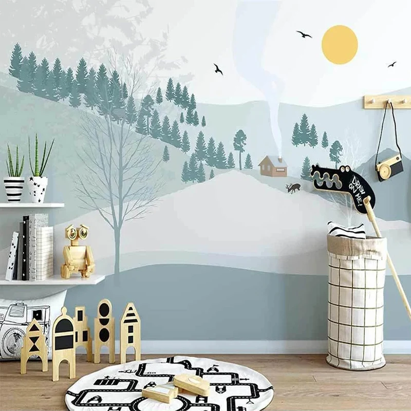 

Custom Photo Wallpaper 3D Valley Woods Small House Mural Children's Room Background Wall Painting Papel De Parede Infantil Mural