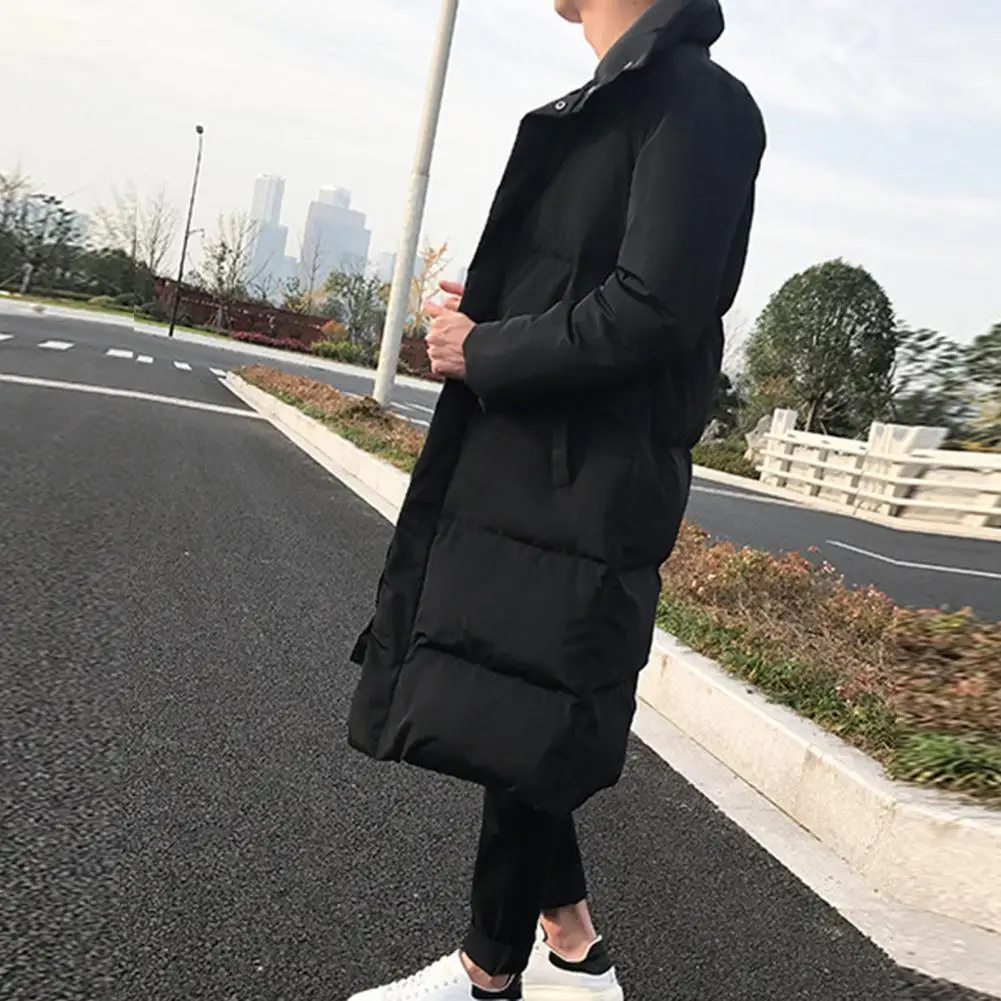 Trendy Hooded Coat Hood Super Soft Cotton Padded Zipper Windbreaker  Washable Men Coat for Working