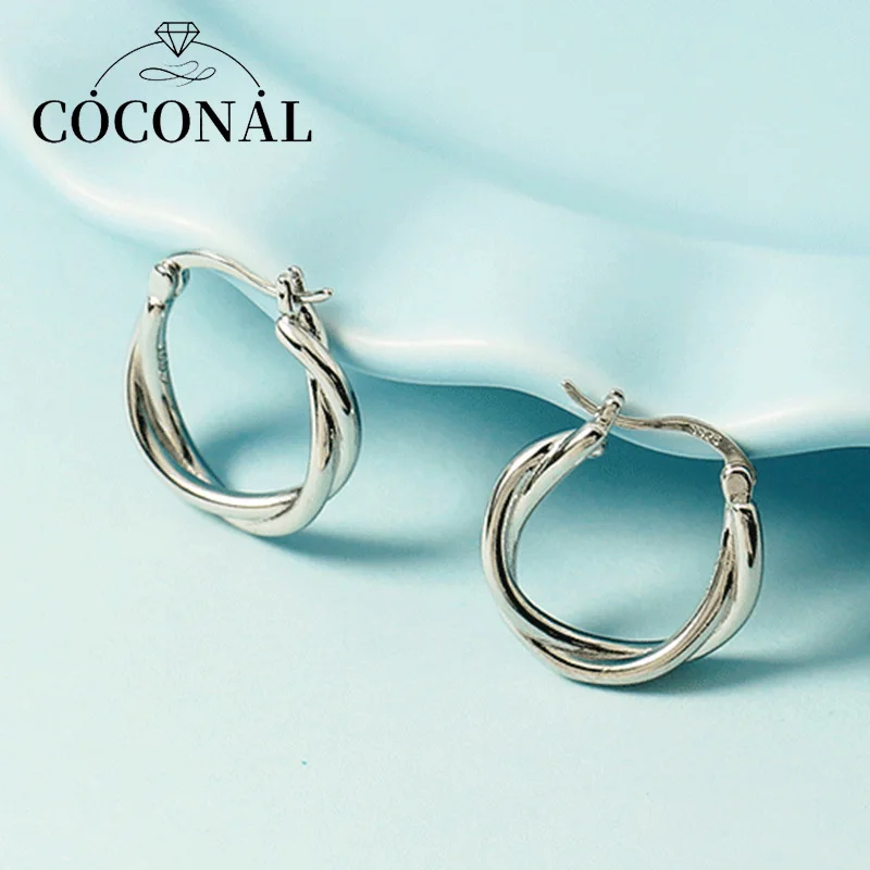 

COCONAL Silver Color New Style INS Women Round Simple Hoop Earrings For Women Girls Trendy Jewelry Party Accessories Gifts