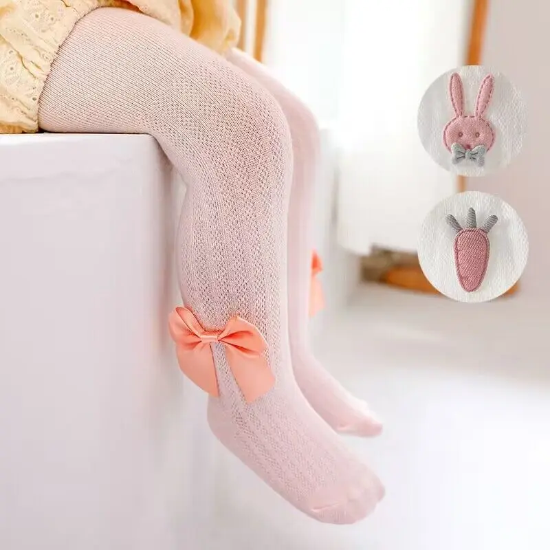 

Summer Baby Tights Cotton Mesh Bow Stocking for Kids Girl Mosquito Pantyhose Children's Dance Ballet Pantys 1-8years
