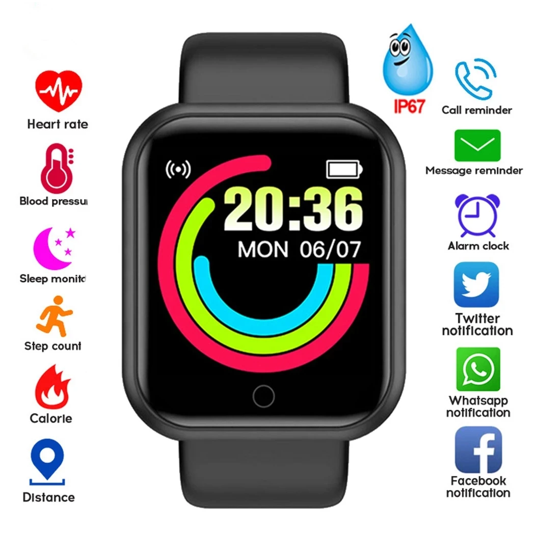 

2021 Y68 Smart Watches Men Women Smart watch Heart Rate Step Fitness Tracking Sports Bracelet For Apple Android Smart Watch