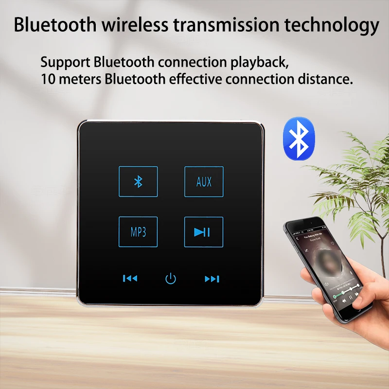 Мини-домашний Bluetooth-усилитель звука в стене сенсорная клавиша фон панель