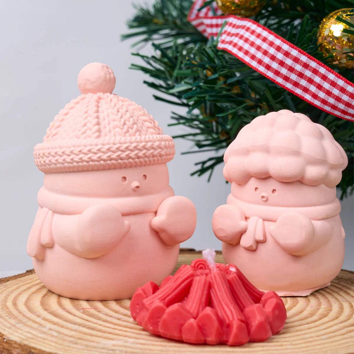 Силиконовая форма в виде снеговика подсвечника для творчества