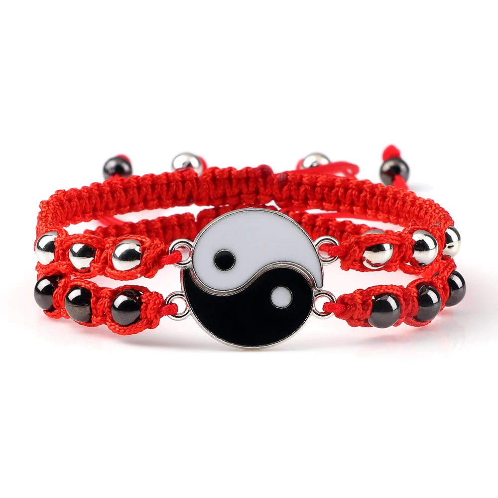 

Handmade Braid Yin Yang Paired Bracelet & Bangle For Women Men Natural Stone Tai Chi Beaded Couple Bracelet Fashion Jewelry Gift