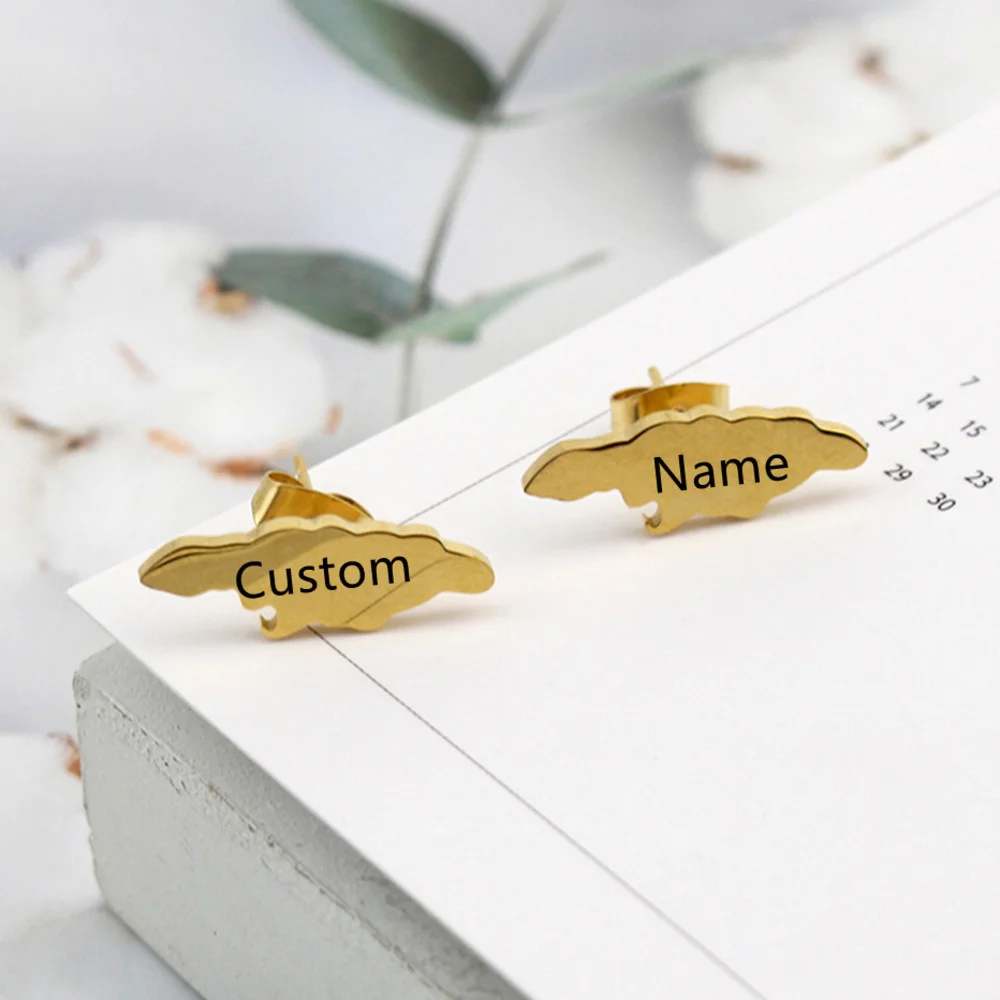 

JewelryX Custom Jamaica Map Earrings Personality Stainless Steel Gold Name Letter Ear Studs For Women Punk Jewelry Birthday Gift
