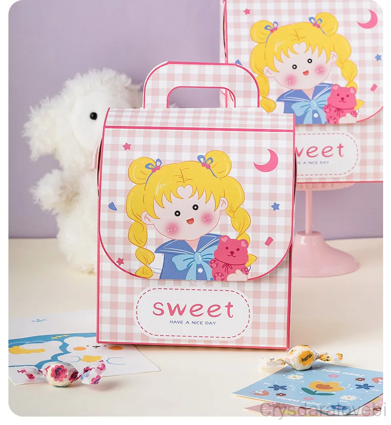 

10pcs Children's Day Gift Box Paper School Bag Portable Box Gift Packaging Box Cartoon Creative Gift Box Empty Box