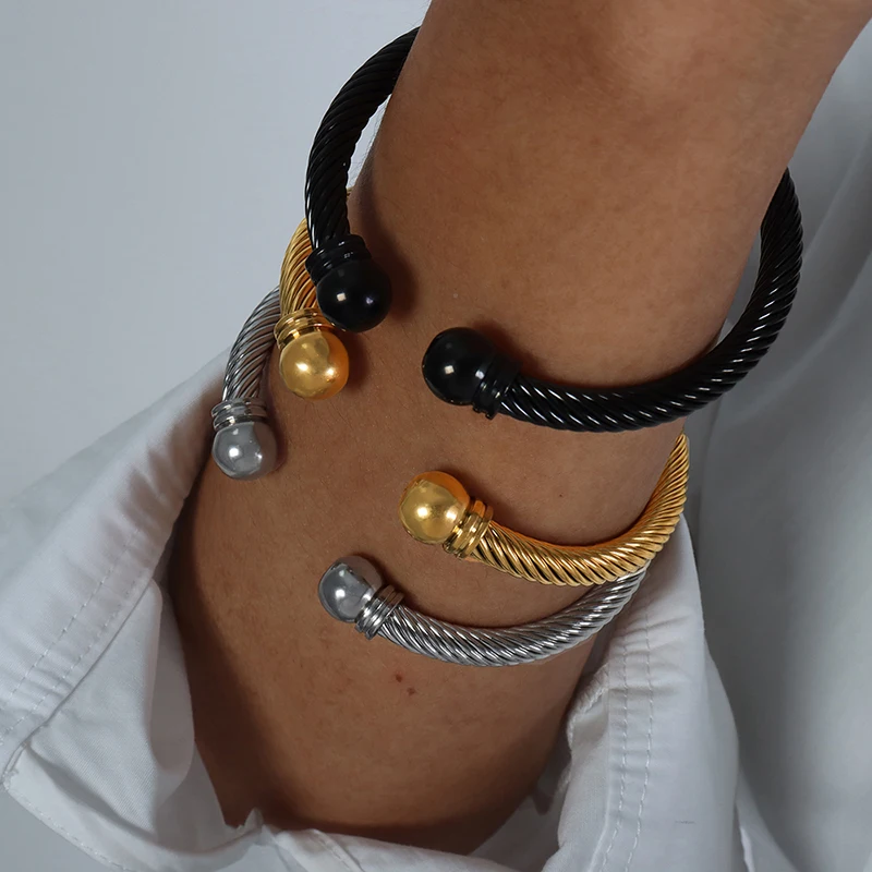 Простые витые браслеты-манжеты Liora для женщин и мужчин круглый браслет из