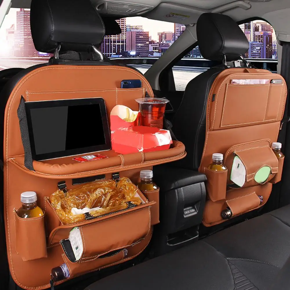 

Faux Leather Car Backseat Multi-Pocket Folding Storage Bag Organizer Holder