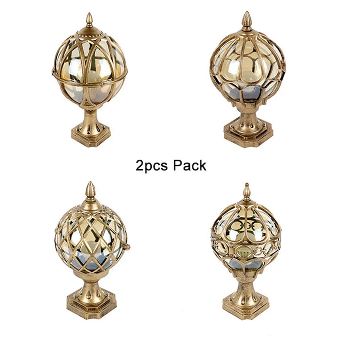 

Lantern Garden Patio Lamp Street Outdoor 2pcs Glass Globe Column Pack Rustic Exterior For Shade Pole Pathway Light Post With