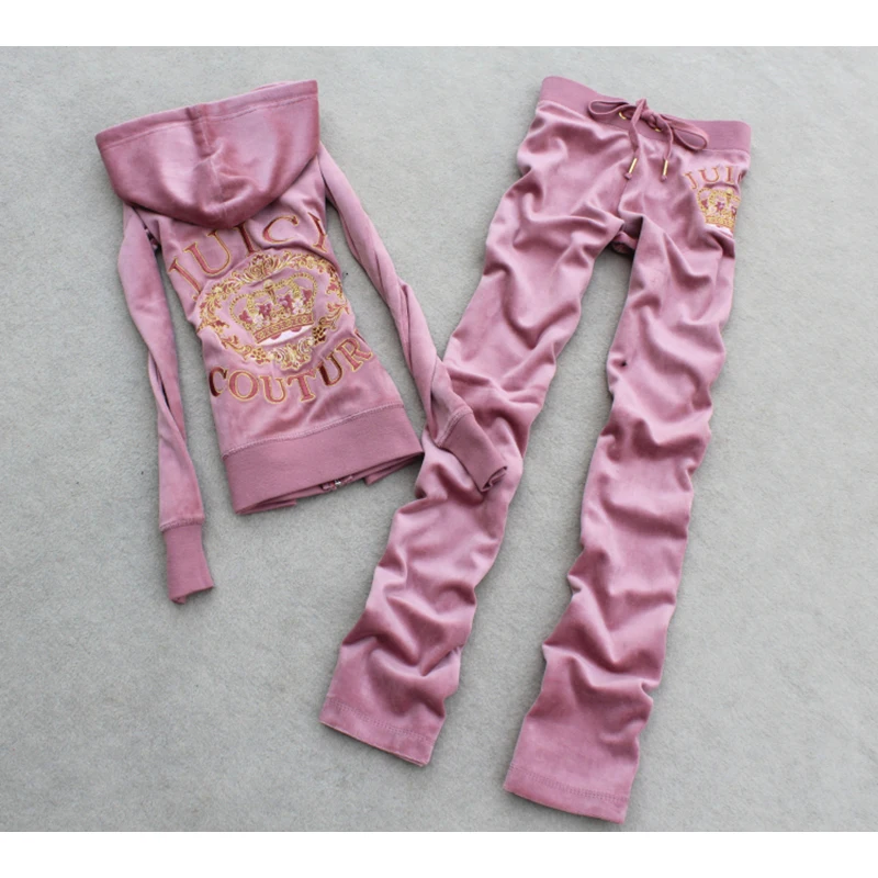 

Two Piece Casual Velet Tracksuit Women's Sets Hooded Long Sleeve Women Zipper Suit Spring Fall Letter Pattern Sport Pants S-2XL