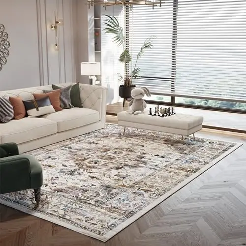 

Area Rugs for Living Room Rugs Washable Rugs Carpet for Living Room with Non-Slip Backing Non-Shedding Stain Resistant, Boho Fl