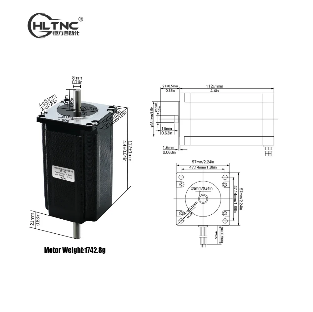 

Шаговый двигатель XLWLH 57HS112mm 3.0 Нм