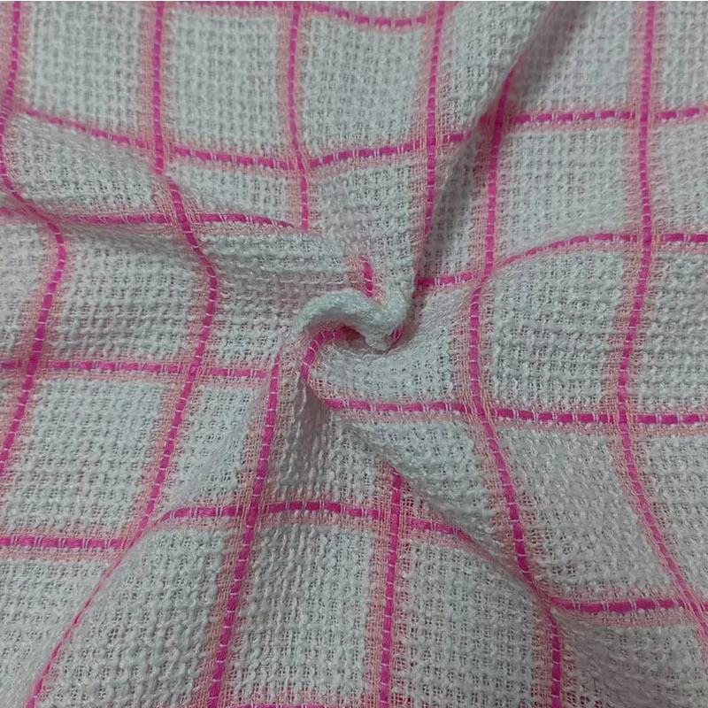 50x145 см модная розовая решетчатая плетеная твидовая ткань для женщин осенняя