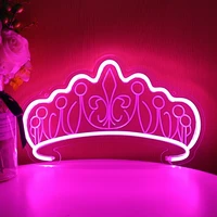 wholesale crown shape led neon sign party wall hanging light usb powered dimmable night lamps home bedroom decor xmas gift