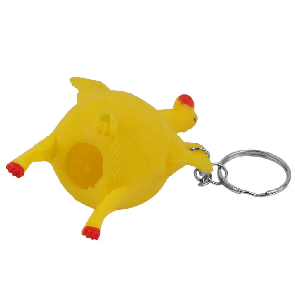 

Novelty Vent Chicken Whole Egg Laying Hens Squeeze Spoof Tricky Funny Toy with Keychain Creative Decompression Toy