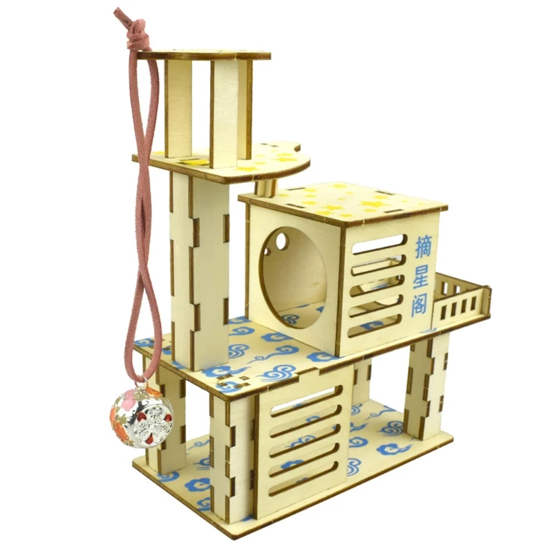 hamster wooden house villa easy to assemble small pets climbing toy hideout for squirrel cage accessories 5 colors free global shipping