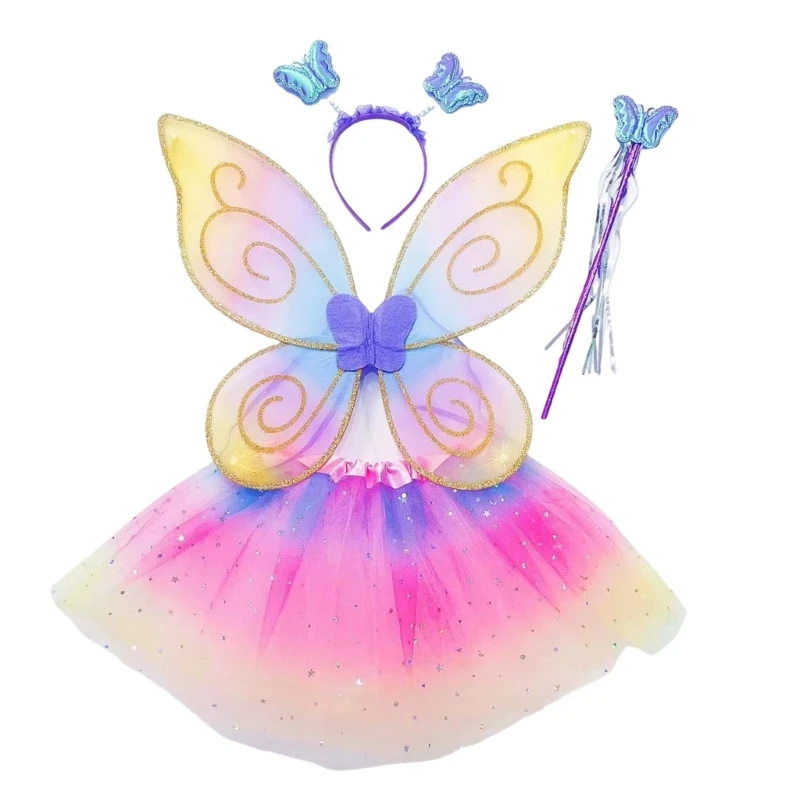 Костюмы принцессы феи для девочек комплект с крыльями бабочки и волшебная
