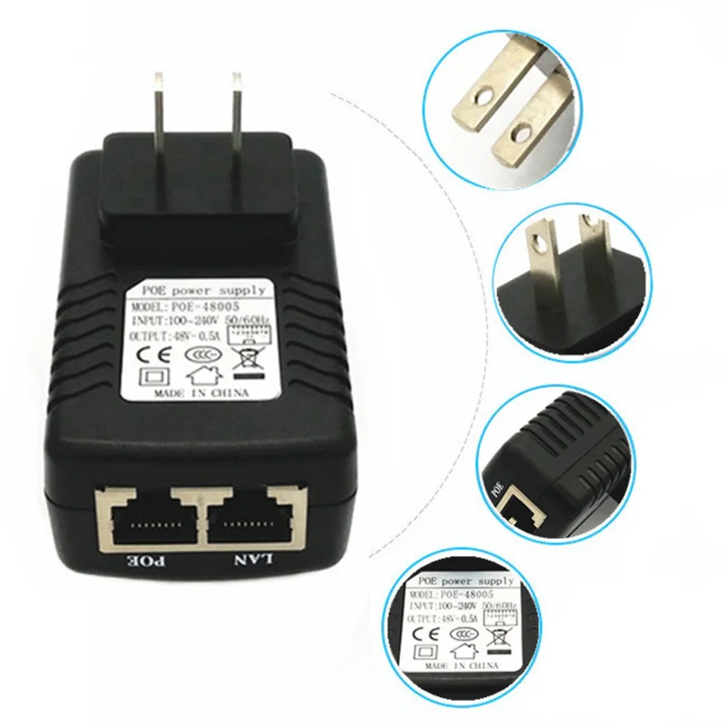 

1PC 48V 0.5A POE Power Module UEB Ethernet Power Adapter US/EU Plug High Stablity For Network Device Power Supply Adapter