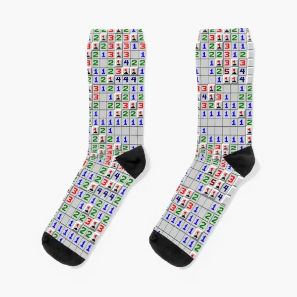 

Microsoft Minesweeper Crew Socks Mens Black Women Best Knee High Ankle