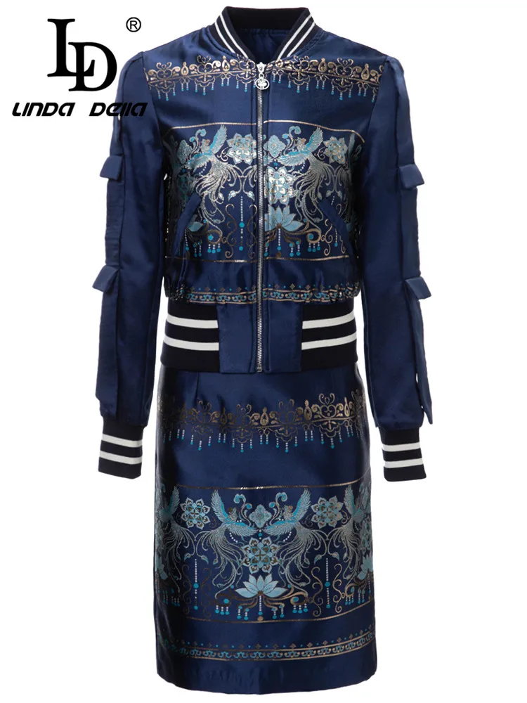 LD LINDA DELLA/комплект осенне-зимней итальянской роскошной юбки Женский комплект с