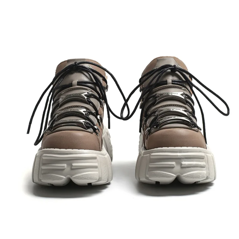 Spring New Spanish Punk Small Leather Street Shooting Retro Rock Shoes Women's Metal Platform Casual Pumps