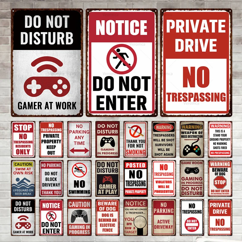 

Warning Notice Sign Vintage Metal Plate Tin Sign Poster Decorative Plaque for Man Cave Room Cafe Park Public Places Office