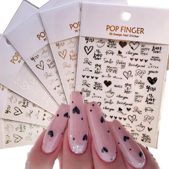 

1 Sheet 3D Nail Sticker Valentine's Day Love Heart Abstract Character Self-Adhesive Sliders Fashion Nail Art Sticker
