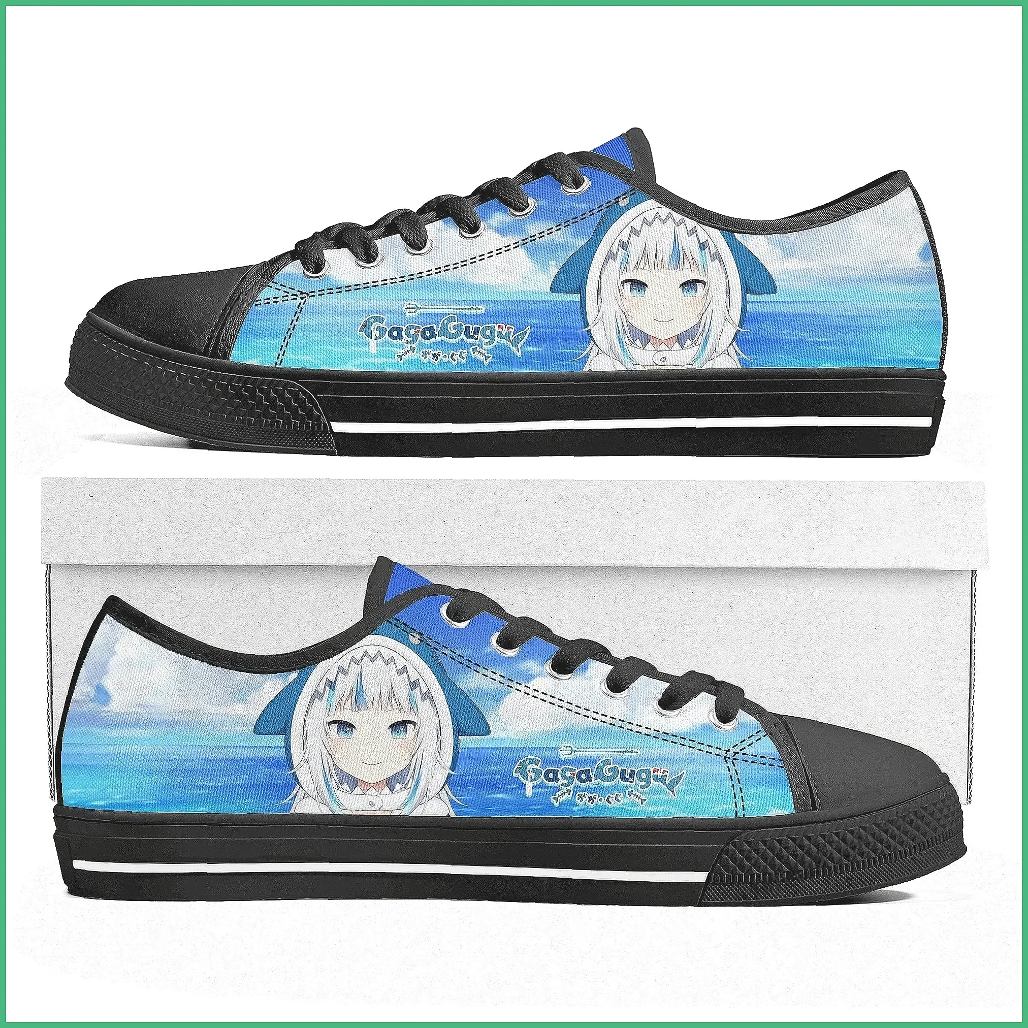 Фото Кеды Gauru Gura Custom Anime с низким верхом из холста, повседневная обувь на шнуровке для женщин и мужчин. №2