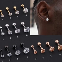 1 pc medical stainless steel earring crystal zircon ear studs earrings for womenmen 4 prong tragus cartilage ear piercing gift