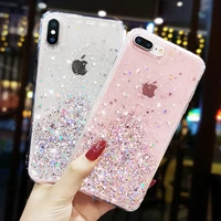 luxury gradient glitter star case for iphone 13 12 11 pro max x xs max xr iphone 6 6s 7 8 plus 12 mini soft clear tpu cover case
