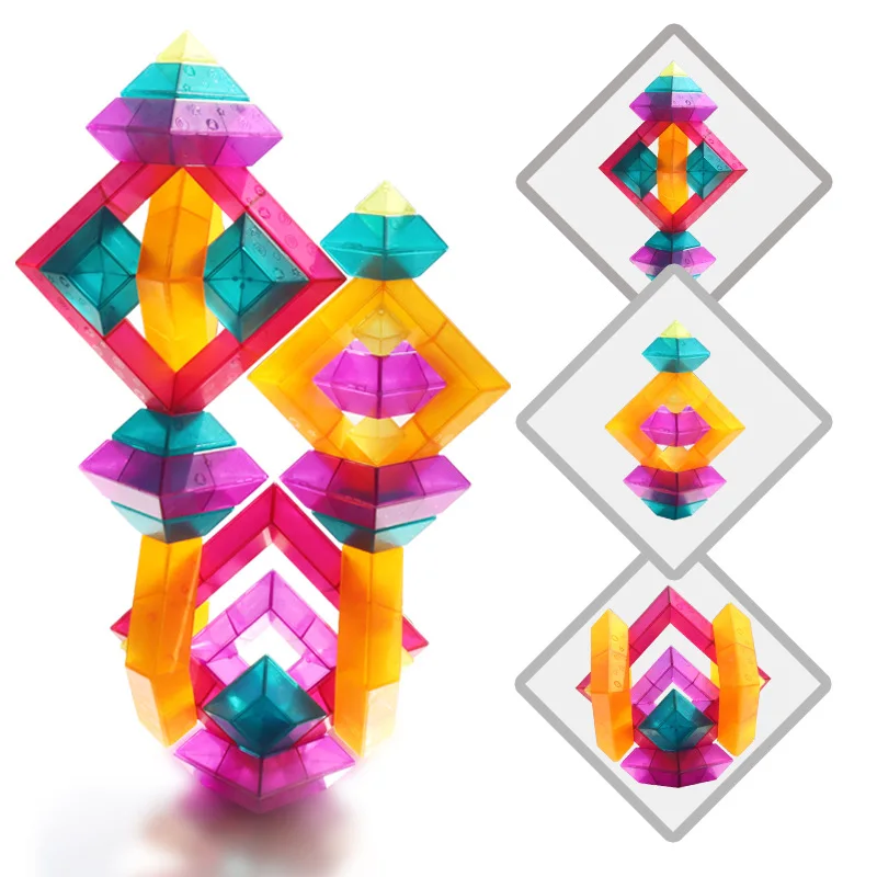 

Versatile building block tower Crystal Pyramid children's educational toys Luban tower assembly creative imagination assembly