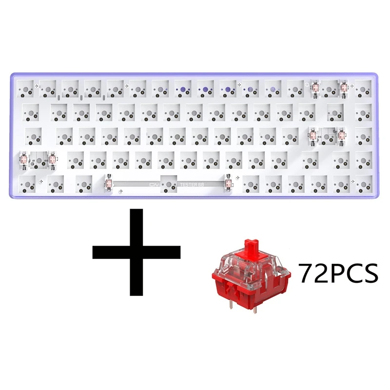 

TESTER68 Customized Mechanical Keyboard+Red Axis Kit Hot Swap Kit 2.4G Dual Mode Bluetooth Wireless Keyboard