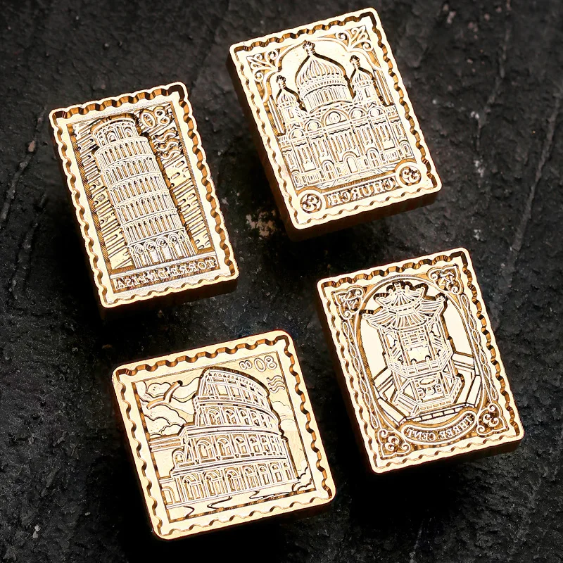 

November Shangxin Travel Building Stamps Relief Shaped Multi layer Enamel Seal Head Bronze Head Gift Card Wax Seal