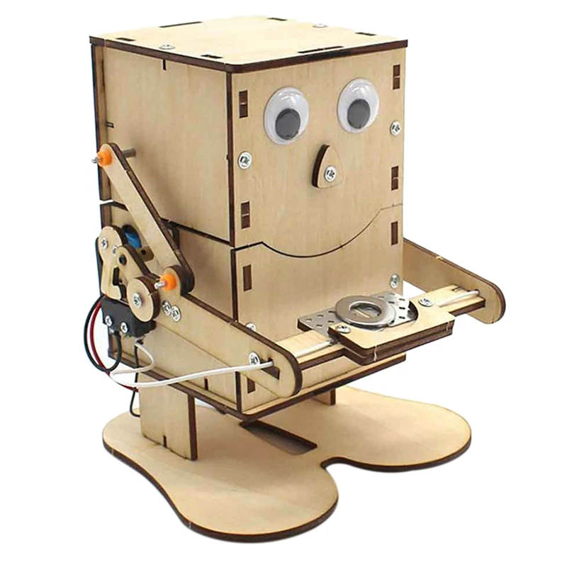 

DIY Stem Toys Wood Model Coin Swallowing Robot Puzzle Toy Technology Science Education Kit Toys For Kids