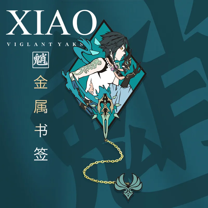 

Anime Genshin Impact Xiao Theme Metal Bookmark Hollow Out Classic Tassels Bookmarks Creative Stationery Accessories Xmas Gift