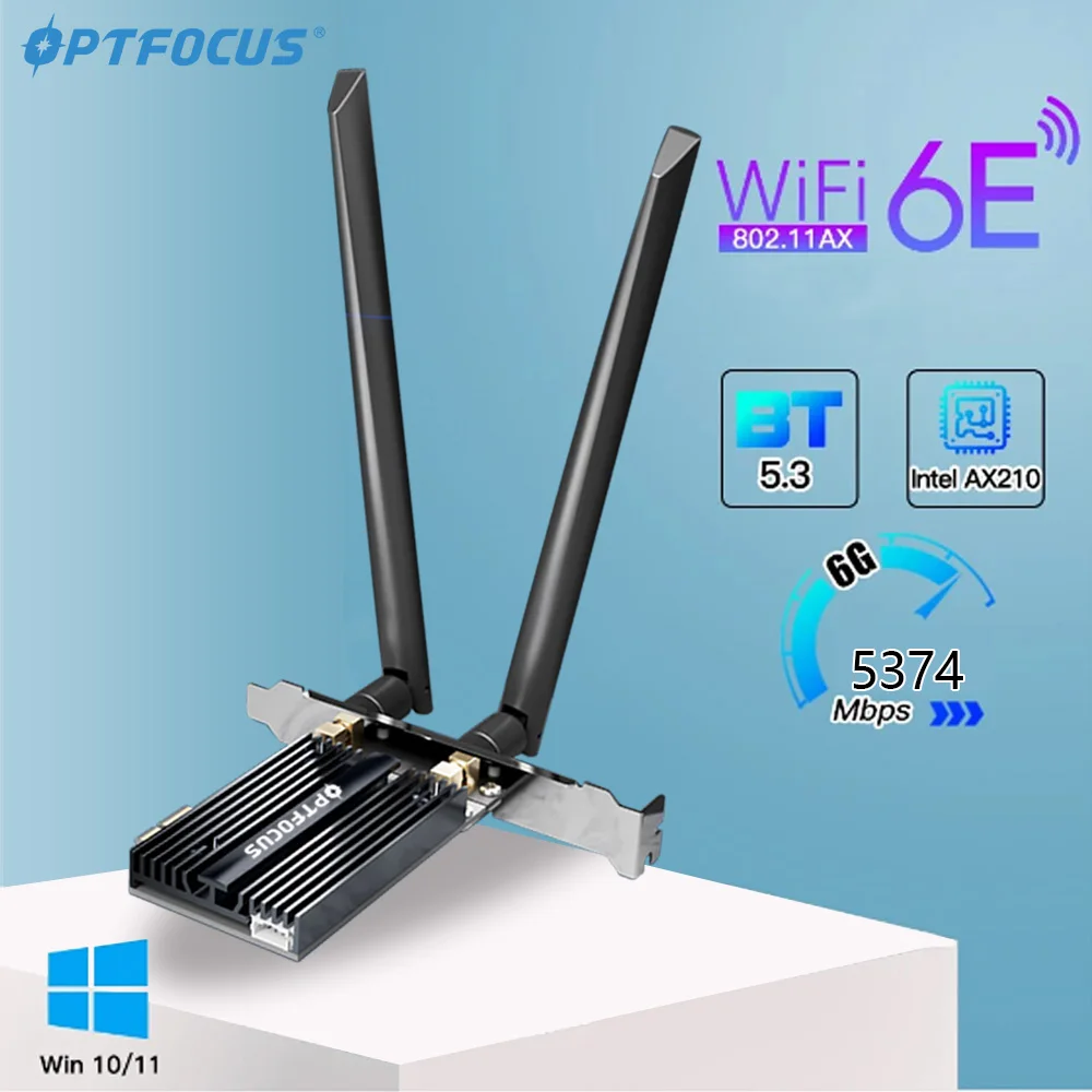 

Беспроводной адаптер OPTFOCUS, 2,4 Мбит/с, 5,3 ГГц, 802.11AX, Intel AX210